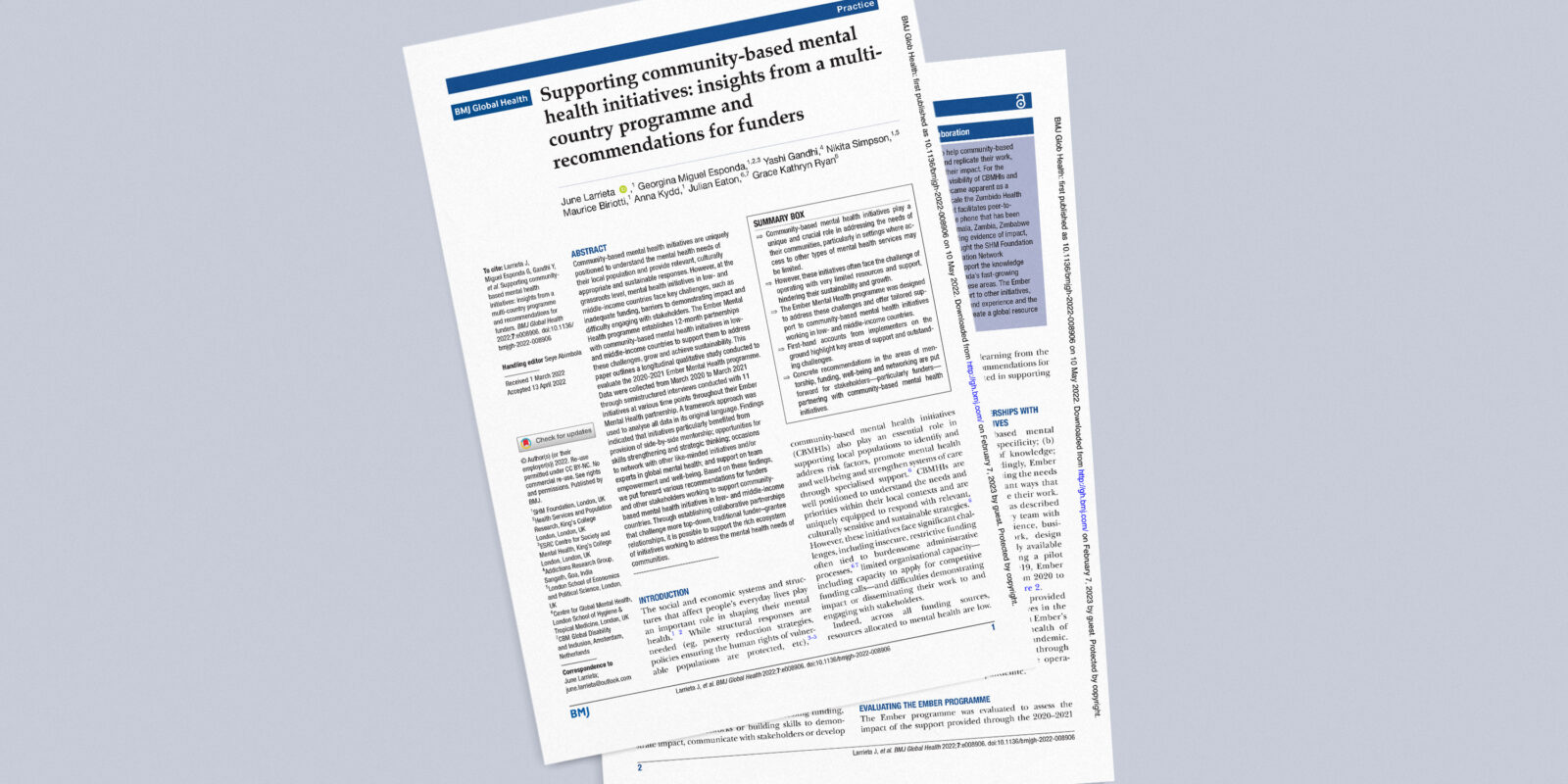 Ember impact evaluation paper published in BMJ Global Health